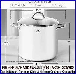 Stainless Steel Stock Pot with Lid Kitchen Cookware Soup Pan Large 16 Quart