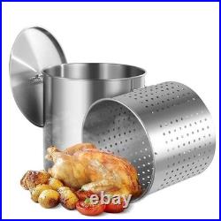 Stainless Steel Stockpot 100 Qt. Heavy Duty Cookware with Basket, Lid & Handle