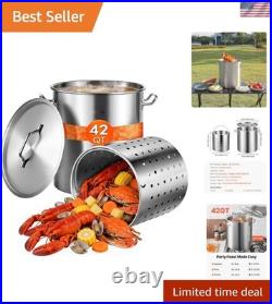 Stainless Steel Stockpot, 42 Quart Large Cooking Pots, Cookware Sauce Pot wit