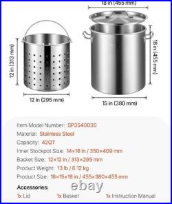 Stainless Steel Stockpot, 42 Quart Large Cooking Pots, Cookware Sauce Pot wit