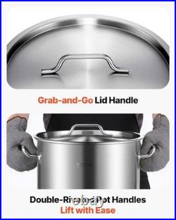 Stainless Steel Stockpot, 42 Quart Large Cooking Pots, Cookware Sauce Pot wit