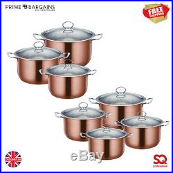 Stainless Steel Stockpot Induction Cookware Casserole Cooking Pot Set Copper