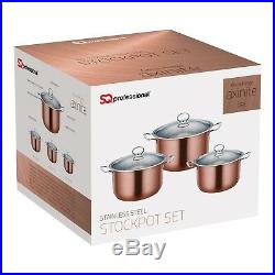 Stainless Steel Stockpot Induction Cookware Casserole Cooking Pot Set Copper