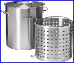 Stainless Steel Stockpot with Basket 84Qt Stock Pot with Lid and Reinforced Bo
