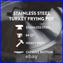 Stainless Steel Stockpot with Basket 84Qt Stock Pot with Lid and Reinforced Bo