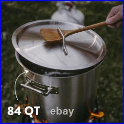 Stainless Steel Stockpot with Basket 84Qt Stock Pot with Lid and Reinforced Bo
