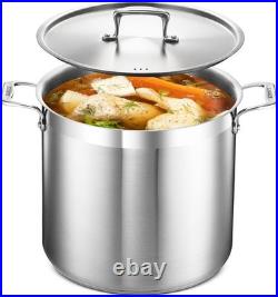 Stainless Steel Stockpot with Lid 16 Quart, Durable 18/8 Stainless Steel, Imp