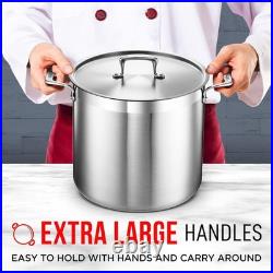 Stainless Steel Stockpot with Lid 16 Quart, Durable 18/8 Stainless Steel, Imp