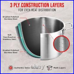 Stainless Steel Stockpot with Lid 16 Quart, Durable 18/8 Stainless Steel, Imp