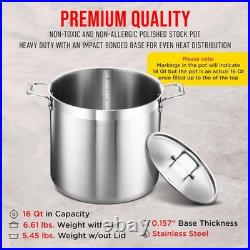 Stainless Steel Stockpot with Lid 16 Quart, Durable 18/8 Stainless Steel, Imp