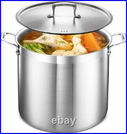 Stainless Steel Stockpot with Lid 20 Quart, Durable 18/8 Stainless Steel, Imp