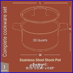 Stainless Steel Stockpot with Lid 20 Quart, Durable 18/8 Stainless Steel, Imp