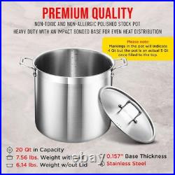 Stainless Steel Stockpot with Lid 20 Quart, Durable 18/8 Stainless Steel, Imp
