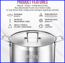 Stainless Steel Stockpot with Lid 20 Quart, Durable 18/8 Stainless Steel, Imp