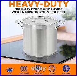 Stainless Steel Stockpot with Lid 20 Quart, Gas, Induction, Ceramic Compatible