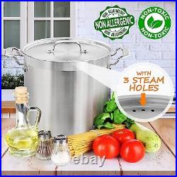 Stainless Steel Stockpot with Lid 20 Quart, Gas, Induction, Ceramic Compatible