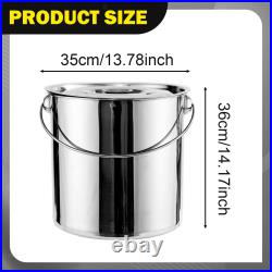Stainless Steel Stockpot with Lid Metal Carrying Pail for Boiling Strew Simmer