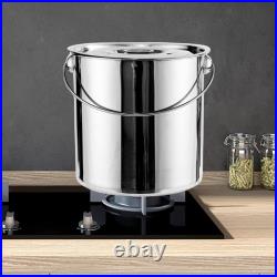 Stainless Steel Stockpot with Lid Metal Carrying Pail for Boiling Strew Simmer