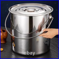 Stainless Steel Stockpot with Lid Oil Bucket Easy to Clean Heavy Duty Tall