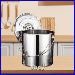 Stainless Steel Stockpot with Lid Oil Bucket Easy to Clean Heavy Duty Tall