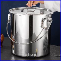 Stainless Steel Stockpot with Lid Oil Bucket Easy to Clean Heavy Duty Tall