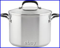 Stainless Steel Stockpot with Measuring Marks and Lid, 8 Quart, Brushed Stainles