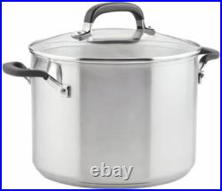 Stainless Steel Stockpot with Measuring Marks and Lid, 8 Quart, Brushed Stainles