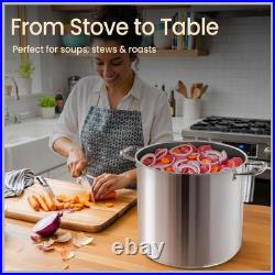 Stainless Steel Stockpot with Tempered Glass Lid 24 Quart, Durable 18/0 Stain