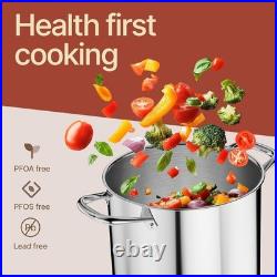 Stainless Steel Stockpot with Tempered Glass Lid 24 Quart, Durable 18/0 Stain