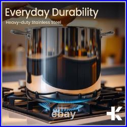 Stainless Steel Stockpot with Tempered Glass Lid 24 Quart, Durable 18/0 Stain