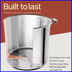 Stainless Steel Stockpot with Tempered Glass Lid 24 Quart, Durable 18/0 Stain
