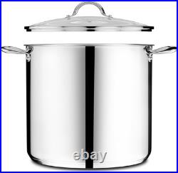 Stainless Steel Stockpot with Tempered Glass Lid 24 Quart, Durable 18/0 Stain