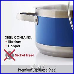 Stainless Steel Stripes Cookware 6 quart Stockpot Blue Cove
