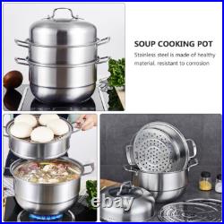 Steamer Pot Stainless Steel Steamer Stock Pot Steamer 3 Layer Steamer