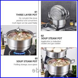 Steamer Pot Stainless Steel Steamer Stock Pot Steamer 3 Layer Steamer