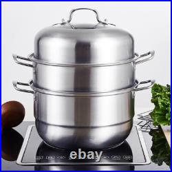 Steamer Pot Stainless Steel Steamer Stock Pot Steamer 3 Layer Steamer