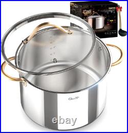 Stock Pot 12 Quart, 18/10 Tri-Ply Stainless Steel All Clad Stock Pot with Lid, S