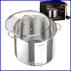 Stock Pot 20 Quart, 3 Ply Stainless Steel Stock Pot with Lid, 20 Quart Soup P
