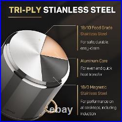 Stock Pot 20 Quart, 3 Ply Stainless Steel Stock Pot with Lid, 20 Quart Soup P