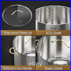 Stock Pot 20 Quart, 3 Ply Stainless Steel Stock Pot with Lid, 20 Quart Soup P