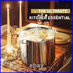 Stock Pot 20 Quart, 3 Ply Stainless Steel Stock Pot with Lid, 20 Quart Soup P