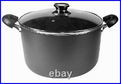 Stock Pot Aluminum Non-Stick With Glass Lid 40 QT, Black Stock Pot Aluminum Non-Stick With Glass Lid 40 QT, Black