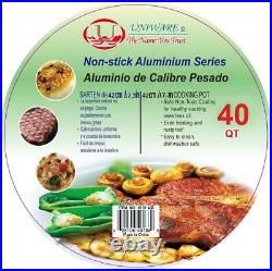Stock Pot Aluminum Non-Stick With Glass Lid 40 QT, Black Stock Pot Aluminum Non-Stick With Glass Lid 40 QT, Black