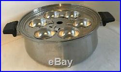 Stock Pot Dutch Oven Pan Egg Poacher Large Dome Lid Vintage Stainless Steel