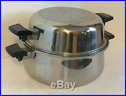 Stock Pot Dutch Oven Pan Egg Poacher Large Dome Lid Vintage Stainless Steel