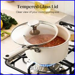 Stock Pot Set with Lid 5Qt, Ceramic Saucepan Set 2.5/3.5Qt, Induction Cooking
