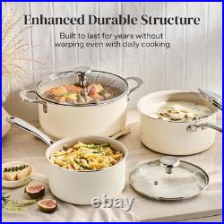 Stock Pot Set with Lid 5Qt, Ceramic Saucepan Set 2.5/3.5Qt, Induction Cooking