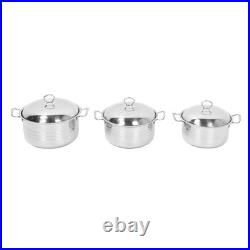 Stock Pot Stainless Steel Saucepan Set Anti Stick With Lid For Home Kitchen