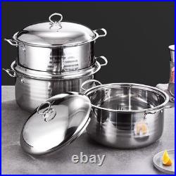 Stock Pot Stainless Steel Saucepan Set Anti Stick With Lid For Home Kitchen