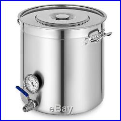 Stock Pot Stainless Steel with Lid Thermometer Pasta Soup Brew Kettle Brewing